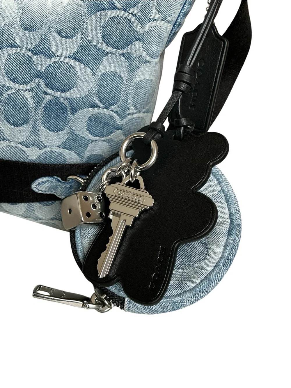 Coach Small Finn Signature Denim Crossbody Pouch Charms CDY53 NWT